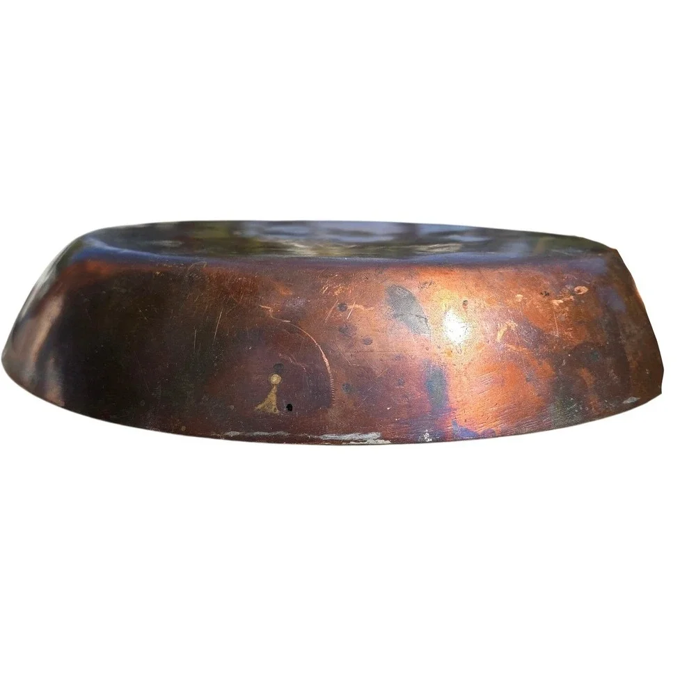 antique M DE LALANDE french copper hand hammered tarte tatin pan tin lined 11